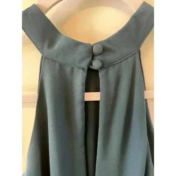 NWT Krisa Halter Asymmetrical Ruffle Mini Dress Teal Green Size Small - Picture 6 of 9